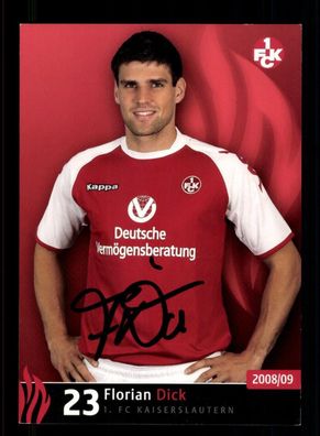 Florian Dick Autogrammkarte 1 FC Kaiserslautern 2008-09 Original Signiert