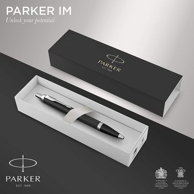 Parker IM Kugelschreiber | Mattschwarz mit Chrom-Zierteilen | mittlere Spitze mit ...
