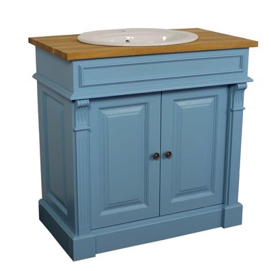 Waschbeckenunterschrank blau Waschtisch Landhaus Unterschrank Badezimmer Vintage