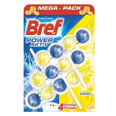 9x 3er Pack Bref Lemon WC-Block Toilettenreiniger Bad frischer Duft, insg. 1350g