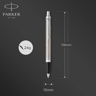 Parker IM Kugelschreiber | Edelstahl mit Chrom-Zierteilen | mittlere Spitze mit ...