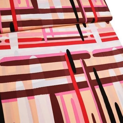 240 x 135 cm Slinky-Viskose-Jersey "Striche", rosé-fuchsia-lachs-weiß-braun-schwarz