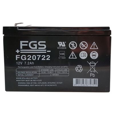 FGS Bleigelakku FG20722 12 Volt 7,2 Ah mit 6,3 mm Steckkontakte, wartungsfrei