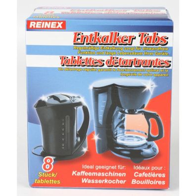 14x 128g / 8 Stück Reinex Entkalker-Tabs für Kaffemaschinen & Wasserkocher