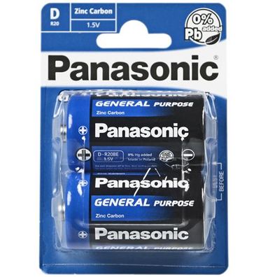 Panasonic General Purpose Mono Batterien R20B im 2er Blister