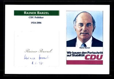 Rainer Barzel (1924-2006 ) CDU Politiker Original Signiert + A 220471