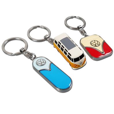 Schlüsselanhänger Volkswagen im 3er-Set, farblich Sortiert, im Retro Design