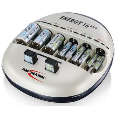 Ansmann Energy 16plus Power-Ladestation für Mignon, Micro, Baby, Mono und 9Volt Blöck