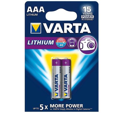Varta Lithium Batterie AAA Micro Batterien FR03 - 2er Pack