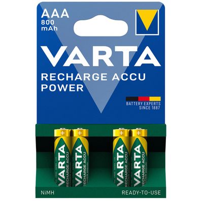 Varta Micro 56703 Recharge Accu Power Ni-MH 1,2V / 800mAh (AAA) im 4er Blister