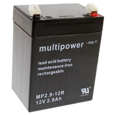 MultiPower Bleiakku MP2.9-12R 12,0Volt 2,9Ah mit 4,8mm Steckanschlüssen (umgekehrte P