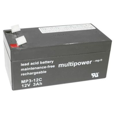 Multipower MP3-12C Bleiakku Zyklentyp 12,0Volt 3,0Ah mit 6,3mm Steckanschlüssen