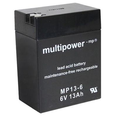 Multipower Bleiakku MP13-6 6,0Volt 13,0Ah mit + 6,3 mm -4,8 mm Anschlüseen