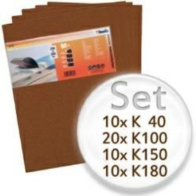 50teiliges Schleifbogen-Set mit K40, K100, K150, K180 - für Holz und Farbe