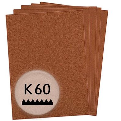K60 Schleifpapier in 10 Bögen, 230x280mm - für Holz und Farbe
