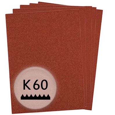K60 Schleifpapier in 10 Bögen, 230x280mm - für Holz und Metall