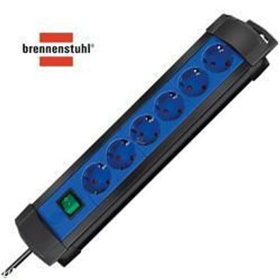 brennenstuhl Steckdosenleiste Premium-Line, 6-fach, schwarz-blau