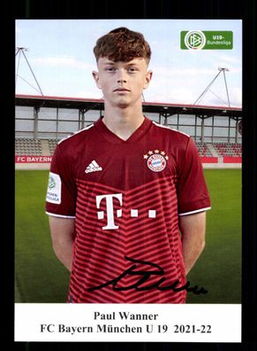 Paul Wanner Autogrammkarte Bayern München U 19 2021-22 Original Signiert
