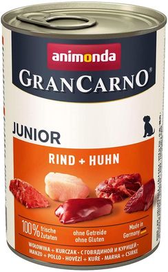 animonda ¦ GranCarno Junior - Rind + Huhn - 6 x 400 g¦ nasses Hundefutter in Dosen