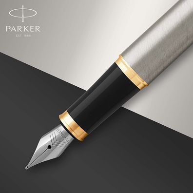 Parker IM Füller | Brushed Metal | Füllfederhalter Mittlere Spitze | Geschenkbox