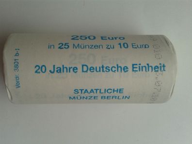 Sichtrolle 25 x 10 euro 2010 Deutsche Einheit 925er Sterlingsilber Rolle 10€ 2010