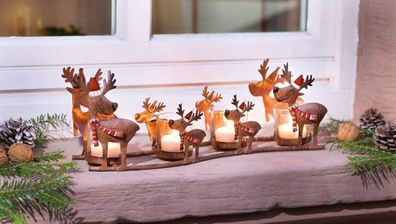 Windlicht "Rentierfamilie", 5-teilig, Kerzenhalter Weihnachten