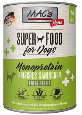 MAC's Dog ¦ Mono - Sensitive - Kaninchen - 6 x 800g ¦ nasses Hundefutter in Dosen