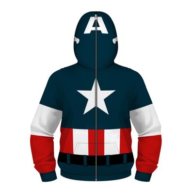 Junge American Captain 3D Druck Zipper Hoody Iron Man Cosplay Kinder Pullover