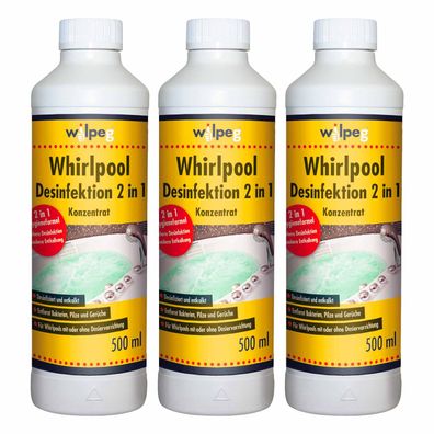 WILPEG Whirlpool Desinfektion 3x 500ml Konzentrat Kalkreiniger Hygienereiniger