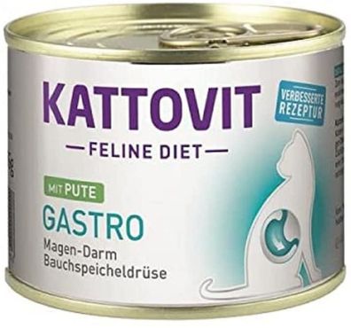 Kattovit ¦ Feline Diet - Gastro - Pute - 12 x185g ¦ nasses katzenfutter bei Probl...