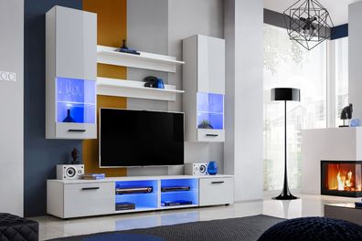 Vida TV Wohnwand | Wohnzimmermöbel mit 2 TV-Schränken, 2 Vitrinen