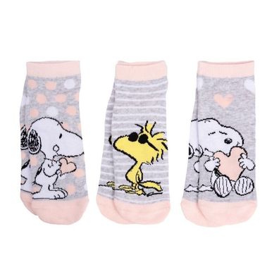 Peanuts Snoopy + Woodstock Sneaker Socken Frauen 3-er Pack Größe 39-42 C Brown