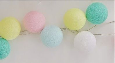 Textil Ball Girlande Lampions mit 10, 20, oder 35 Kugeln Cotton Ball Lights