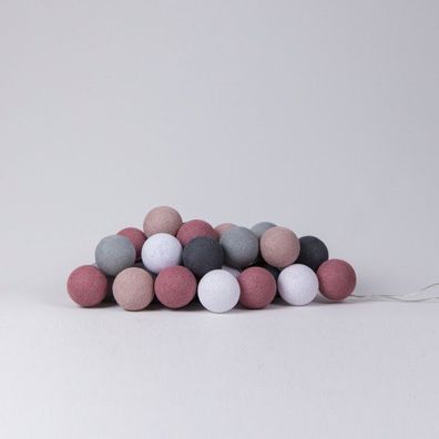Textil-Ball-Girlande dirty rose-cb 10, 20, 35 oder 50 Kugeln - Cotton Ball Lights