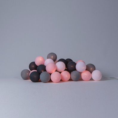 LED-Lichterkette pink-grey-cb 10, 20, 35 oder 50 Kugeln - Cotton Ball Lights