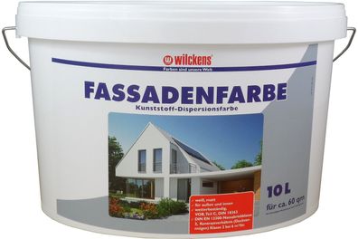 Wilckens Fassadenfarbe 10 L für ca 60 m² Weiß Matt Außen & Innen wetterbeständig