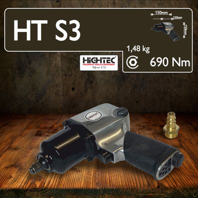 3/8" Schlagschrauber Druckluft Hightec SILVER MIT 690 Nm Losbrechmoment NEU