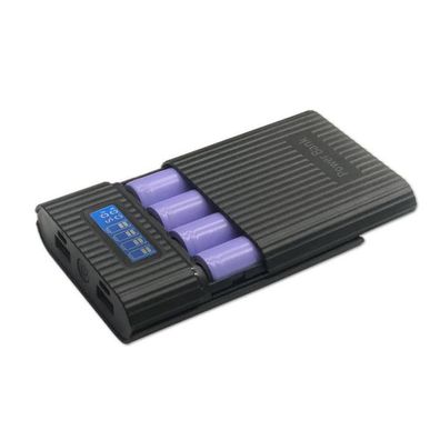 4 Steckplätze x 18650 tragbare Batterie-Shell-Box mit LCD-Display und 2