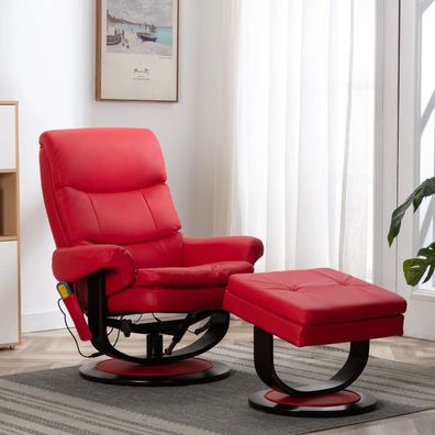 vidaXL Massagesessel Rot Kunstleder und Bugholz