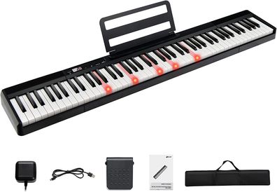 88 Tastatur Elektroklavier, Digitale Keyboard mit Stuhl für Kinder und Erwachsene