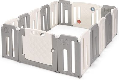 Faltbares Laufstall, Baby-Laufgitter mit Tür & Spielpaneel & Sicherheitsschloss