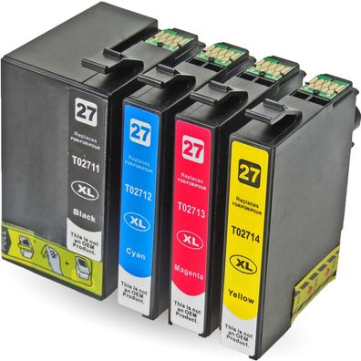 Kompatibel 4er Set Epson Wecker, T2715, 27XXL, C13T27154010 Druckerpatronen Tinte ...