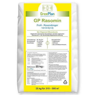 GreenPlan GP Rasomin 25 kg Rasendünger Profirasendünger Universaldünger