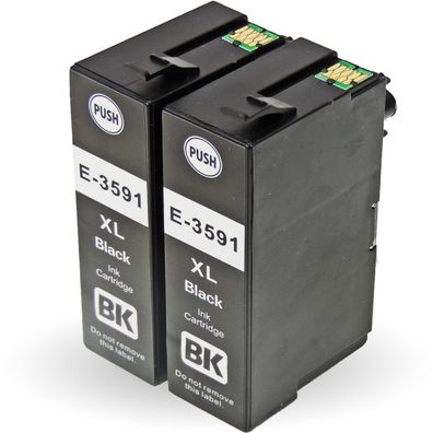 Kompatibel 2x Epson Vorhängeschloss, T3591, 35XL, C13T35914010 BK Black Multipack ...