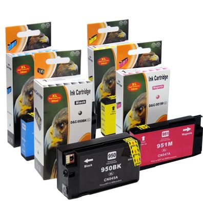Kompatibel 4er Set HP 950XL, 951XL, C2P43AE Druckerpatronen Tinte von D&C