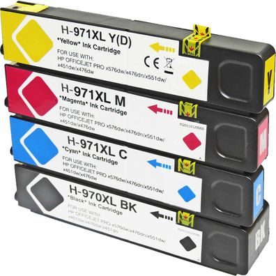 Kompatibel 4er Set HP 970XL, 971XL Druckerpatronen Tinte von D&C
