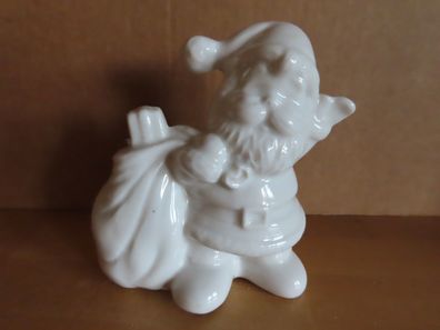 Figur Weihnachtsmann mit Sack weiß Keramik 233/ ca. 12,5 cm H