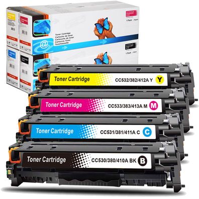 Kompatibel HP 304A, CC530A, CC531A, CC533A, CC532A Sparset 4 Toner alle Farben ...