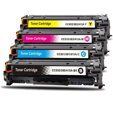 Set kompatibel HP CE410X, CE411A, CE413A, CE412A Sparset 4 Toner alle Farben von ...