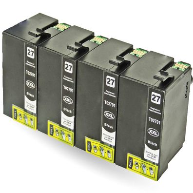 Kompatibel 4x Epson Wecker, T2791, 27XXL, C13T27914010 BK Black Multipack schwarze...